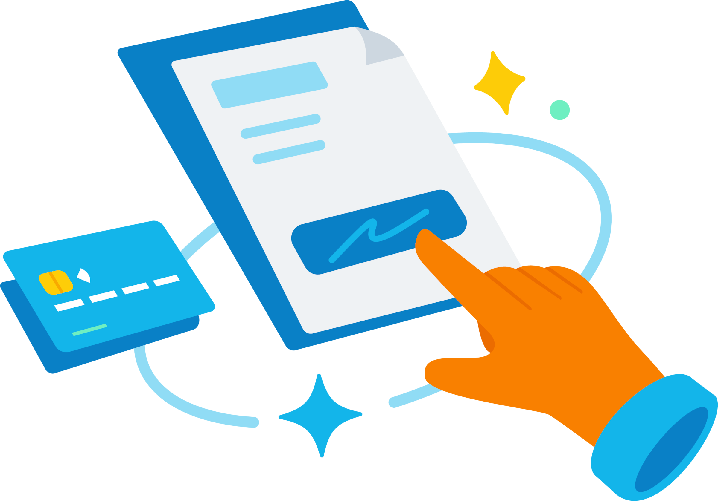 A customer makes a credit card payment on a tablet with Xero’s online card payment solution. 